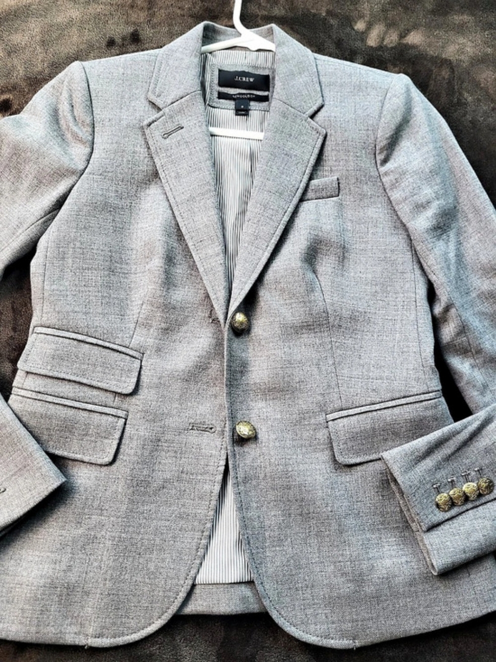 J.Crew Schoolboy Blazer in Grey Wool Gray & White Size 0